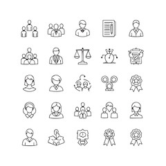 Fototapeta premium Set of Business and Management Icons in Outline Style Including Teamwork Leadership and Strategy Development for Corporate Success