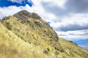 Pichincha Province, Quito, Ecuador - July 5, 2025: The Pasochoa volcano is located in the Pasochoa wildlife refuge. It is an extinct volcano, 4,200 meters high. © momentsphotography