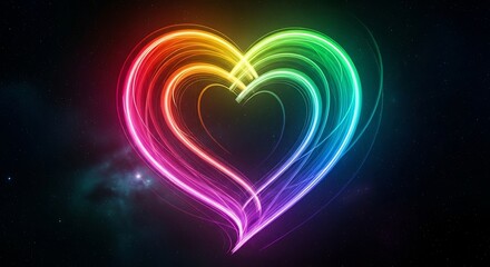 Radiant Spectrum of Love: A Colorful Heart Illustration in the Cosmic Dark