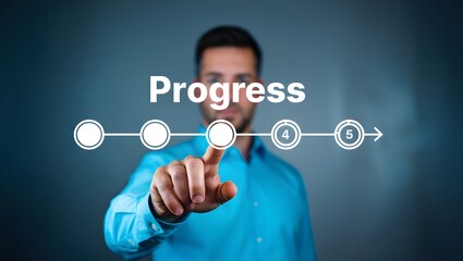 Hand touching to tick correct mark in checklist with progressive loading status to remind work task progressive for project develop management and tracking concept.