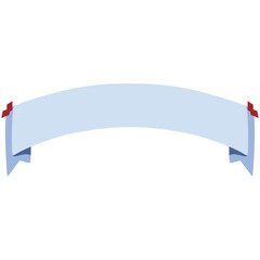 Light blue cartoon-style ribbon banner with curled ends, cheerful and playful.
