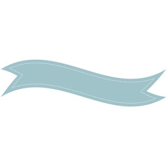 2d  Pastel blue ribbon banner with stitched edges and wavy form. Elegant and soft clipart ideal for romantic or children-themed graphic designs.