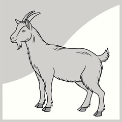 Fototapeta premium Nimble Silhouette of a Goat Standing Realistic on Rocky Ground.