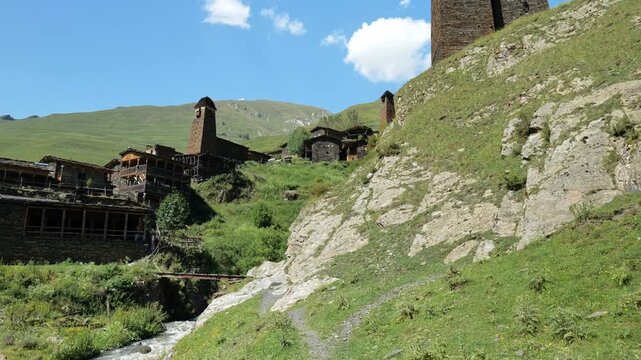 Dartlo village landscape in Tusheti, Georgia.