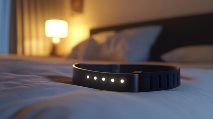 Fitness tracker on bed at night