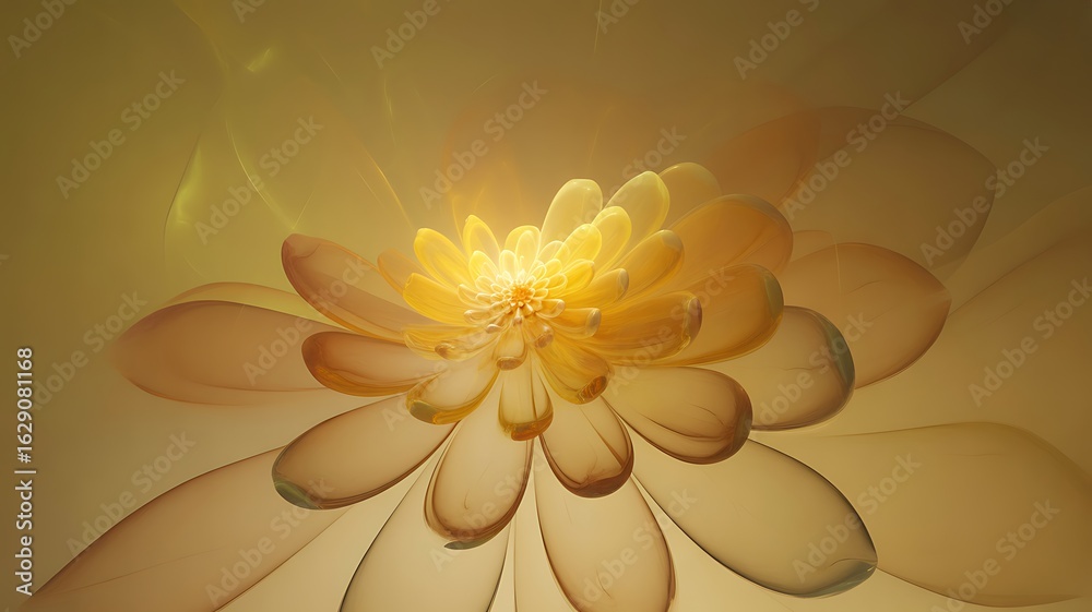 Canvas Prints luminous golden fractal flower with glowing petals and intricate center abstract bloom