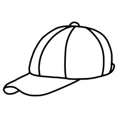 side view of baseball cap hand drawn outline illustration