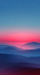 Obraz premium Misty mountain ranges at sunrise, soft colors