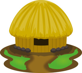 honai house illustration, traditional house from papua indonesia
