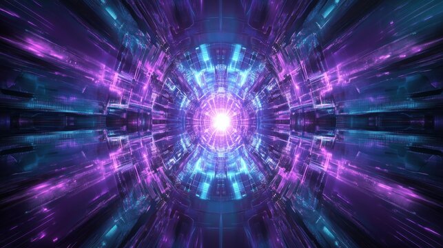 Abstract futuristic tunnel with vibrant colors