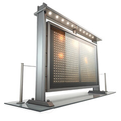 Fototapeta premium Illuminated stadium scoreboard displays dynamic game results with bright lights and modern structure