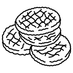 pile of beef patties hand drawn outline illustration	