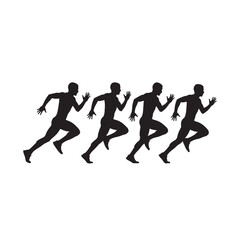 Runner Sprinting Silhouette on White Background – Vector Illustration for Speed, Endurance, and Athletic Performance Concepts