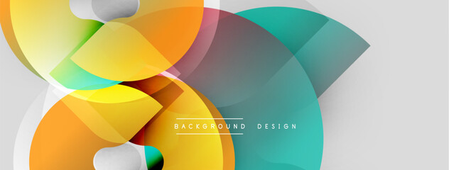 Obraz premium Abstract colorful shapes overlap, creating dynamic visual effect. Modern design with gradients, smooth transitions, light background.