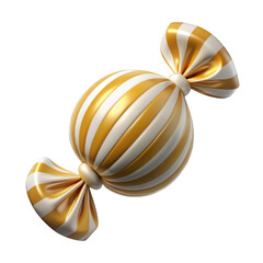 3d swirled candy with golden stripes isolated on transparent background
