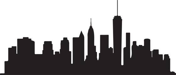 Black Manhattan City Skyline Silhouette Vector