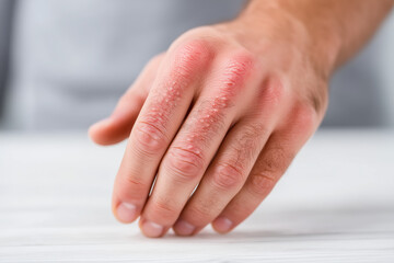Adult Male Hand Eczema Dermatitis Skin Condition Rash Itching Inflammation Medical Health Problem