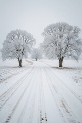 Obraz premium Serene Winter Landscape Featuring Snow-Covered Trees