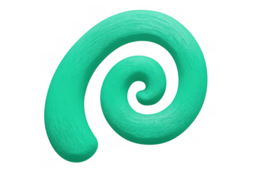 Turquoise spiral shape rotating gracefully against a transparent background, perfect for graphic design or creative projects