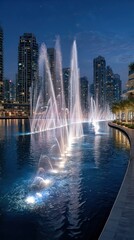 Obraz premium Illuminated fountains at night