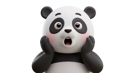 Fototapeta premium Surprised cartoon panda bear