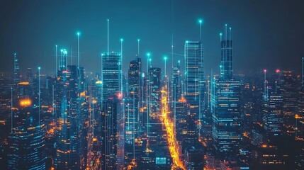 Fototapeta premium Futuristic cityscape at night