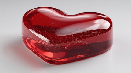 3D Rendered Red Heart-Shaped Object with Sparkling Effect, Ideal for Valentine's Day Decor or Romantic Projects