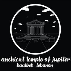 Circle Icon Anchient Temple of Jupiter. Vector illustration