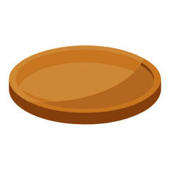 Beautiful wooden plate vector on white background.