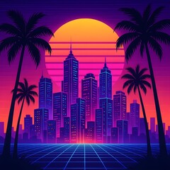 miami skyline at sunset