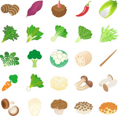 秋野菜のアイコンセット