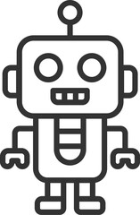 ホビーの、ロボットのアイコン（線画）のイラスト