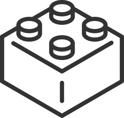 ホビーの、ブロックのアイコン（線画）のイラスト