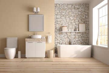 Modern beige bathroom interior