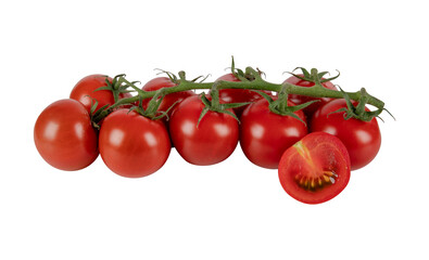 Fresh tomatoes cut out isolated transparent background