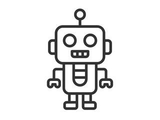 ホビーの、ロボットのアイコン（線画）のイラスト