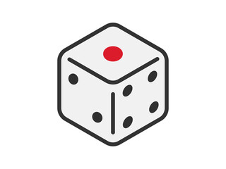 ホビーの、サイコロのアイコン（線画カラー）のイラスト