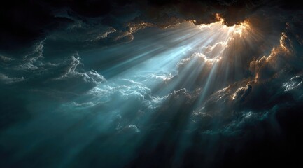 Heavenly light piercing dark clouds