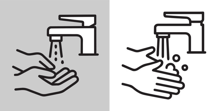 Washing hands hygiene concept, demonstration of proper handwashing with water and soap for health and disease prevention, clean hands