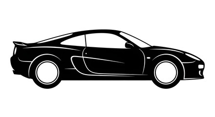 Obraz premium Sleek Black Sports Car Silhouette on White Background