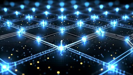 Futuristic Geometric Network with Glowing Blue Connections and Data Flow - Powered by Adobe