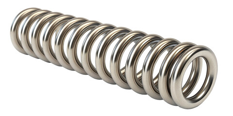 Close-Up of Shiny Metallic Coil Spring Isolated on Transparent Background
Cylindrical Metal Spring with Evenly Spaced Coils &ndash; Isolated Close-Up