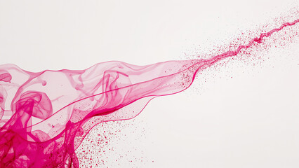 Swirling pink smoke and particles on white background abstract bright
