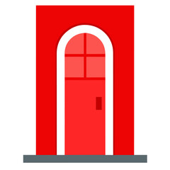 Red door vector icon on white background.