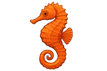 Fototapeta premium Vibrant orange seahorse swimming gracefully underwater, featuring a detailed illustration with a transparent background for versatile use