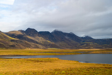 Mountain landscape. Thingvellir nature. Thingvellir park river. River in fall Iceland. Autumn landscape. Thingvellir autumn landscape. Thingvellir national park Iceland. Iceland fall nature landscape