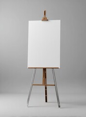 Clean Blank White Canvas on Modern Easel, Ready for Artistic Expression in a Bright Studio