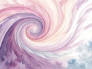 Photo of whimsical watercolor vortex background with swirling shades of pink, purple, and white, creating an abstract and dreamy texture for artistic designs and creative projects