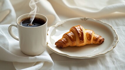 cup of coffee and croissant