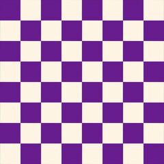 A checkerboard pattern with alternating purple and cream squares.
